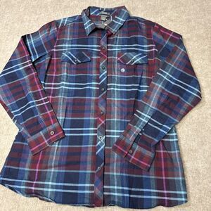 New Eddie‎ Bauer Men Classic-Fit 2-Pocket Blue Red Flannel Shirt Size Lg
